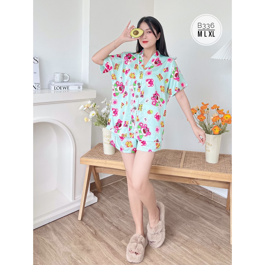 Bộ đùi cánh dơi cổ V họa tiết cute bigsize 40-85kg B336