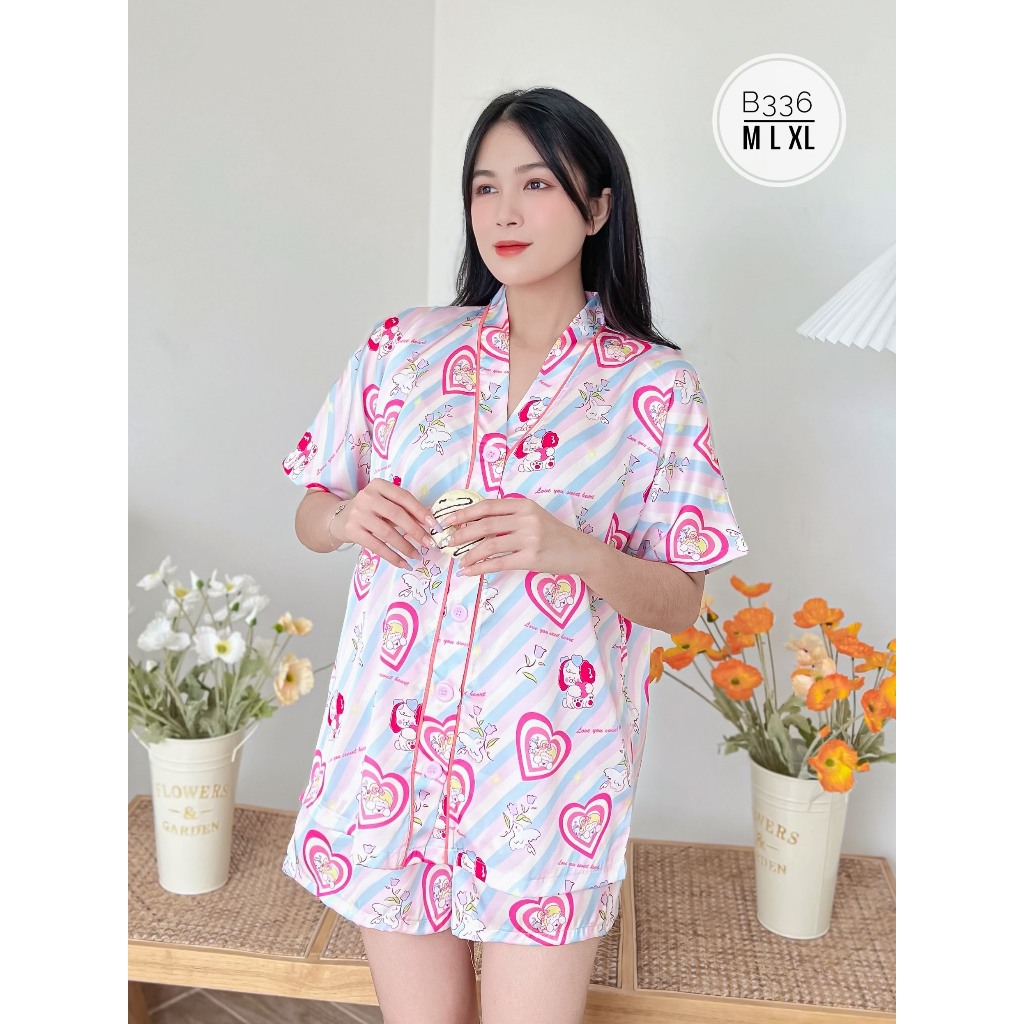 Bộ đùi cánh dơi cổ V họa tiết cute bigsize 40-85kg B336