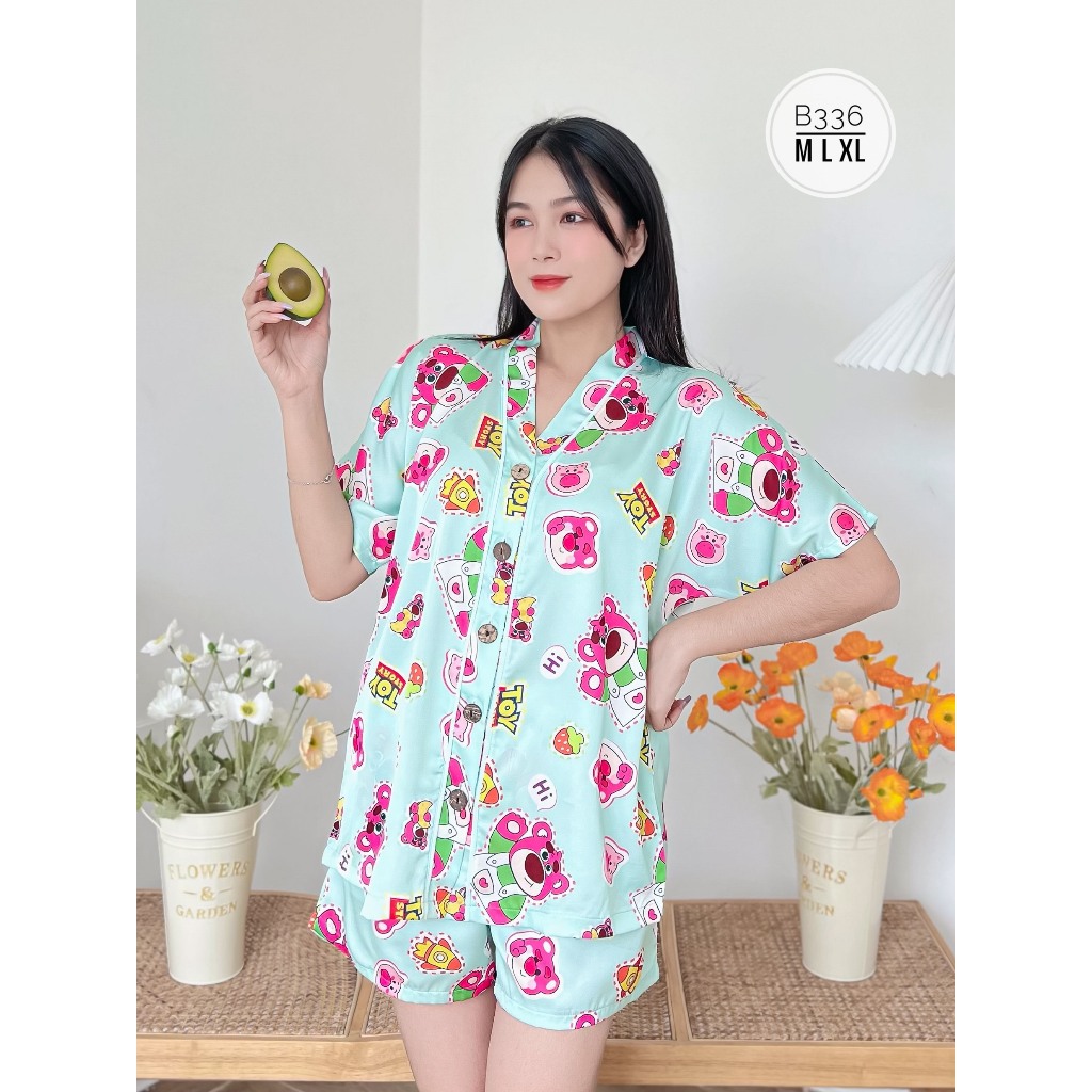 Bộ đùi cánh dơi cổ V họa tiết cute bigsize 40-85kg B336
