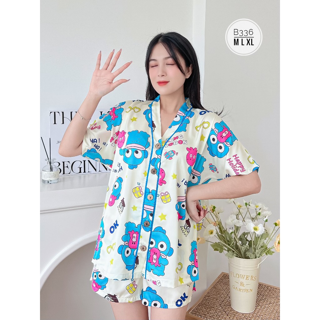 Bộ đùi cánh dơi cổ V họa tiết cute bigsize 40-85kg B336