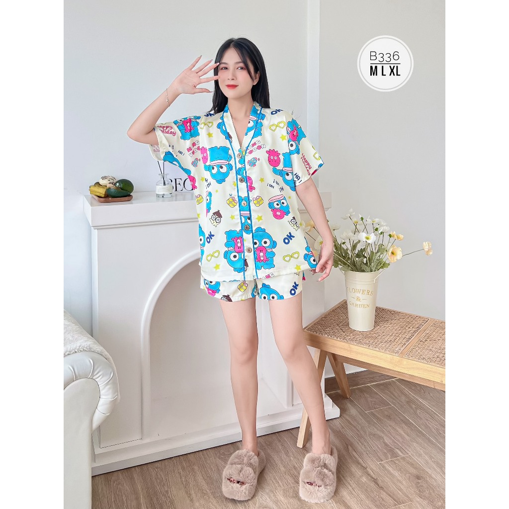 Bộ đùi cánh dơi cổ V họa tiết cute bigsize 40-85kg B336