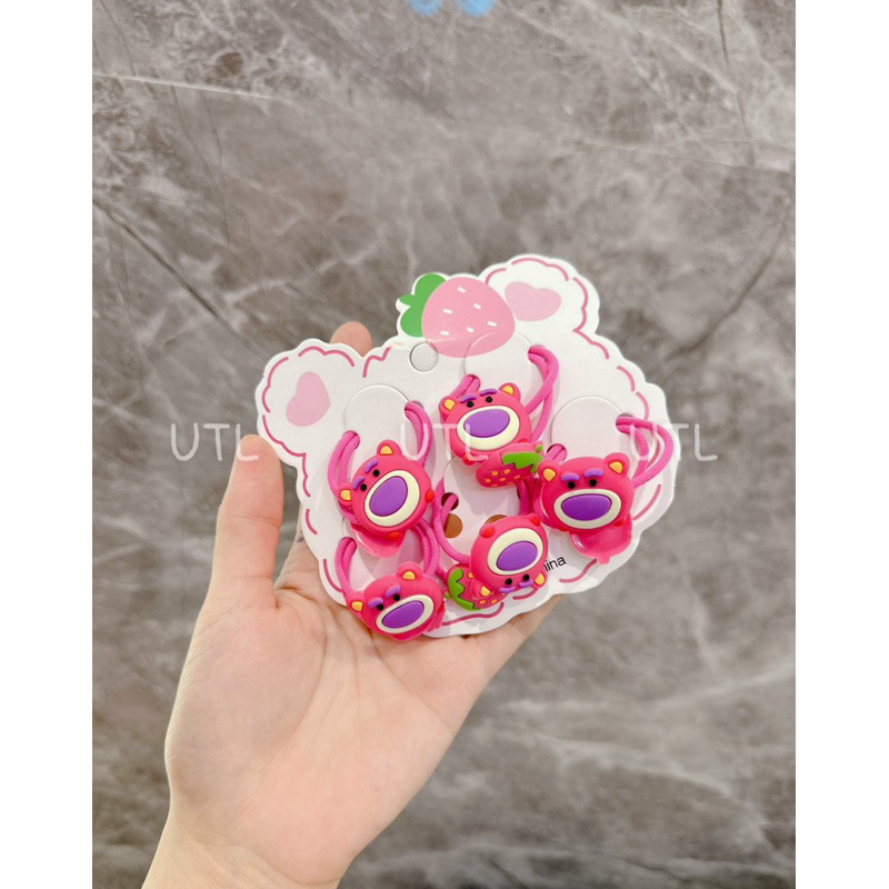 Set buộc tóc gấu dâu cho bé 10 chi tiết