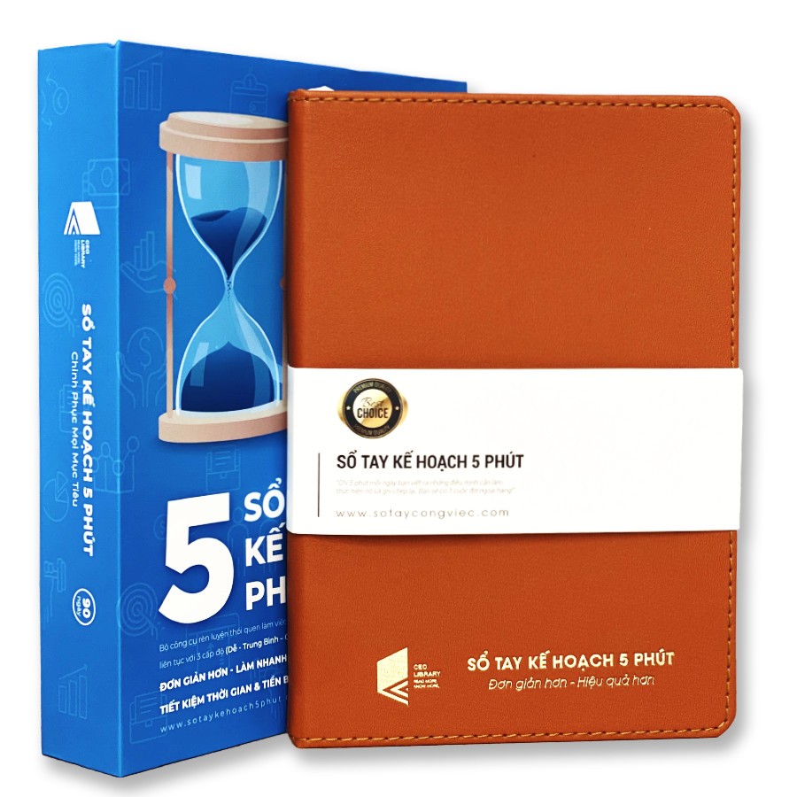 Sổ Tay Kế Hoạch 5 Phút - Phiên Bản 90 Ngày Chinh Phục Mục Tiêu - Bìa Da, Đóng Hộp Sang Trọng - Kích Thước A5 Tiện Dụng