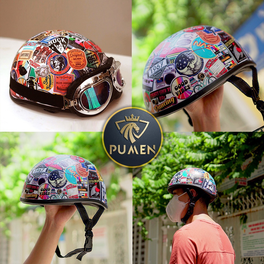 Sticker cute dán mũ bảo hiểm  SUNDY Helmets, chống nước,nhiều họa tiết trang trí điện thoại, laptop, vali...