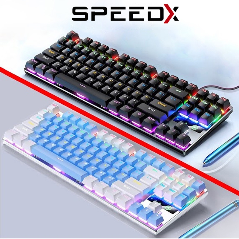 Bàn Phím Cơ SPEEDX Sử Dụng Blue Switch Và Red Switch Có HotSwap KeyBoard Layout TKL 87 63 104 Phím Leb RGB RainBow