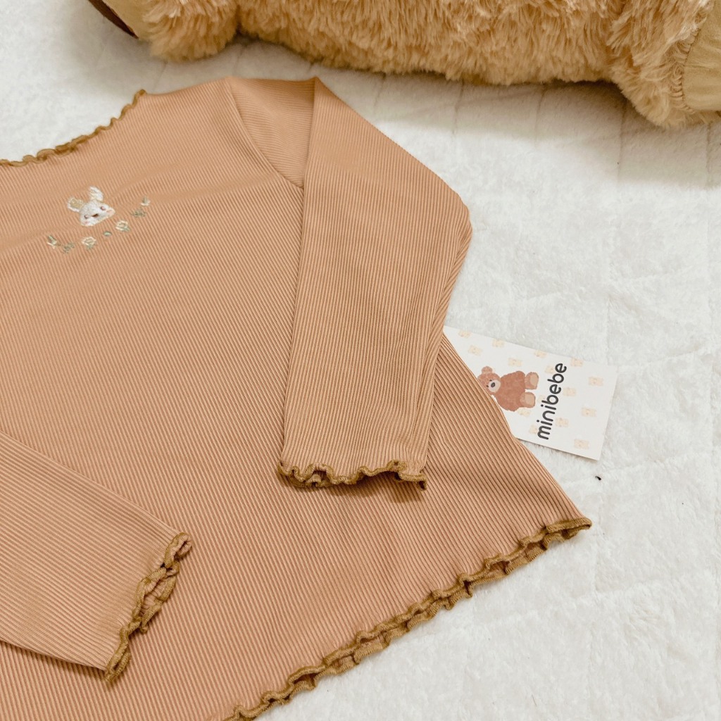 Áo thêu viền bèo cổ thấp trẻ em VNXK