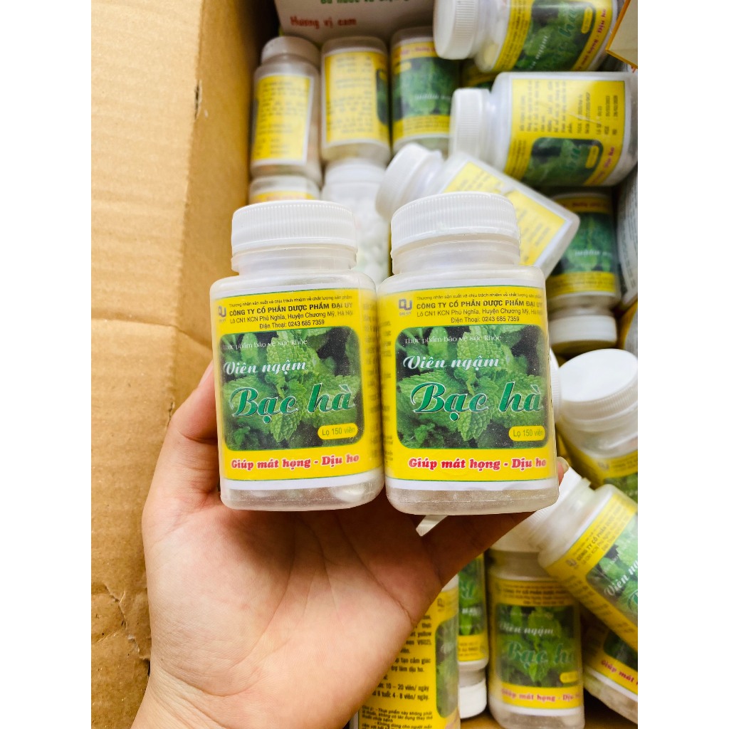 VIÊN NGẬM BẠC HÀ ĐẠI UY lọ 150 viên mát họng dịu ho