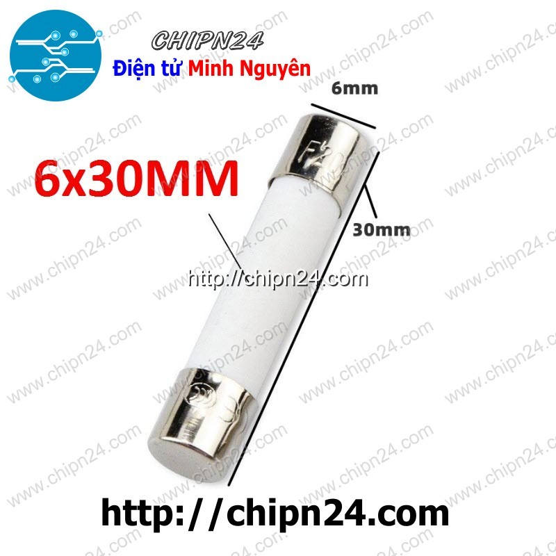 (KG2) Cầu chì Sứ 6x30mm (1A/2A/3A/4A/5A/6A/6.3A/8A/10A/15A/16A/20A 6*30 250VAC)