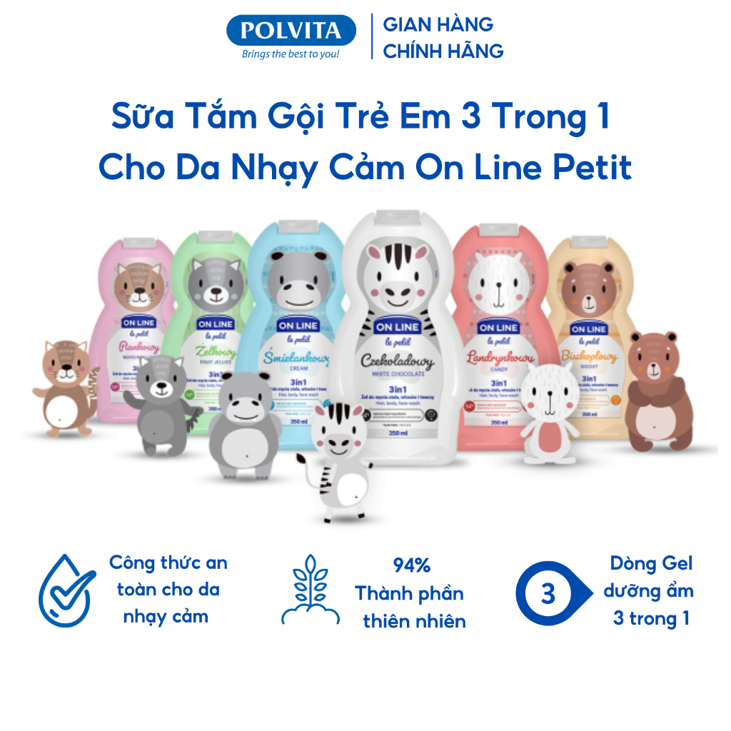 Sữa Tắm Gội Cho Bé 3 trong 1 Online Le Petit, hương thơm ngọt ngào