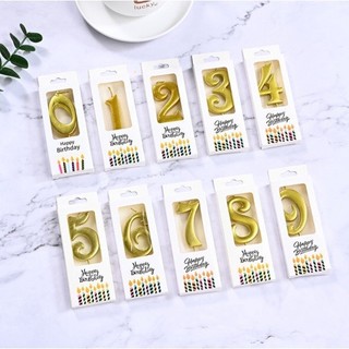 Nến sinh nhật, nến số nhũ vàng 1c