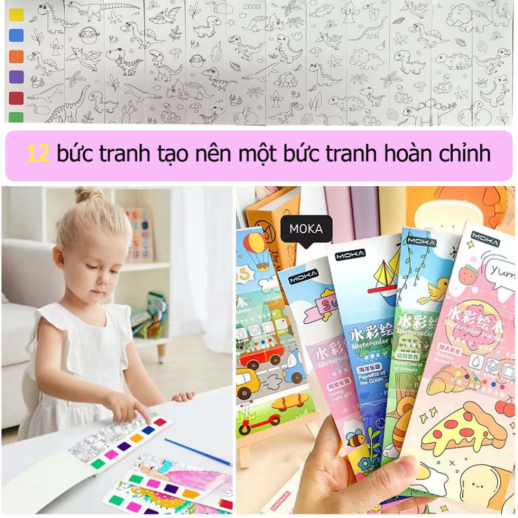 Tranh màu nước dành cho trẻ em/Sách tô màu tự làm/làm bằng tay và di động/mang theo màu sơn của riêng bạn