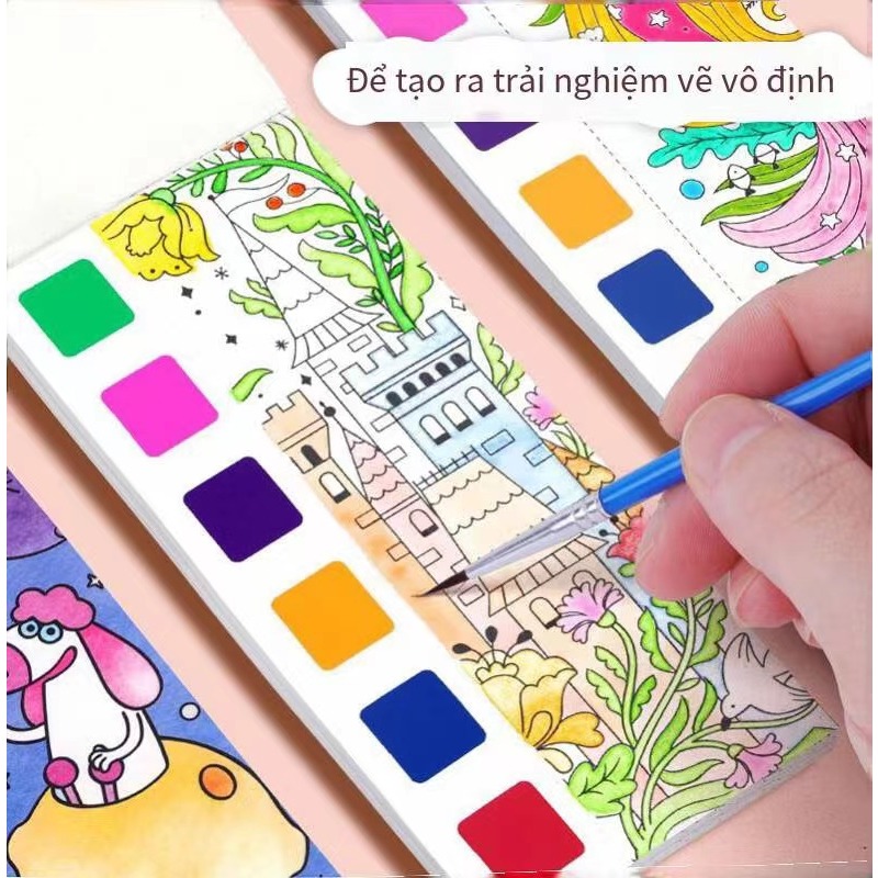 Tranh màu nước dành cho trẻ em/Sách tô màu tự làm/làm bằng tay và di động/mang theo màu sơn của riêng bạn