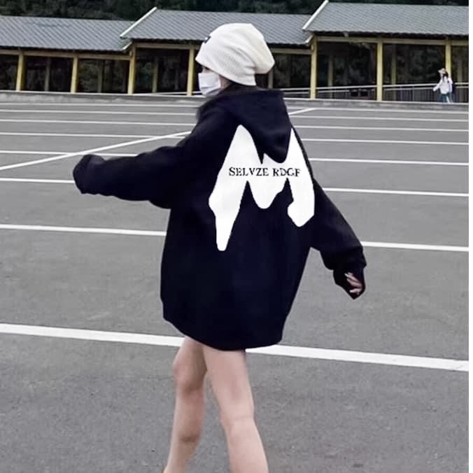 Áo Hoodie Nỉ Unisex Chữ M 🦋 Áo Nỉ Nam Nữ Mũ Rộng Dáng Thụng 2 Màu 🦋