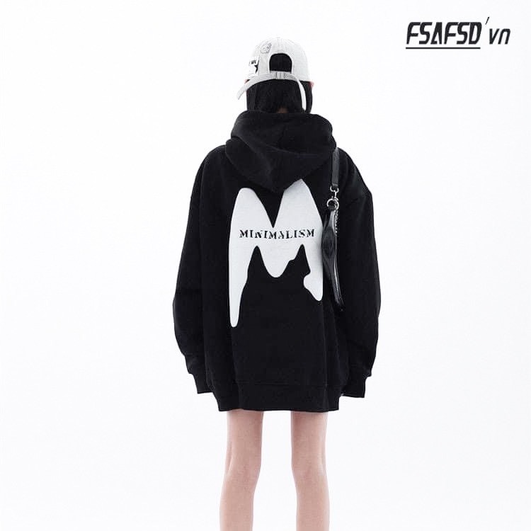 Áo Hoodie Nỉ Unisex Chữ M 🦋 Áo Nỉ Nam Nữ Mũ Rộng Dáng Thụng 2 Màu 🦋