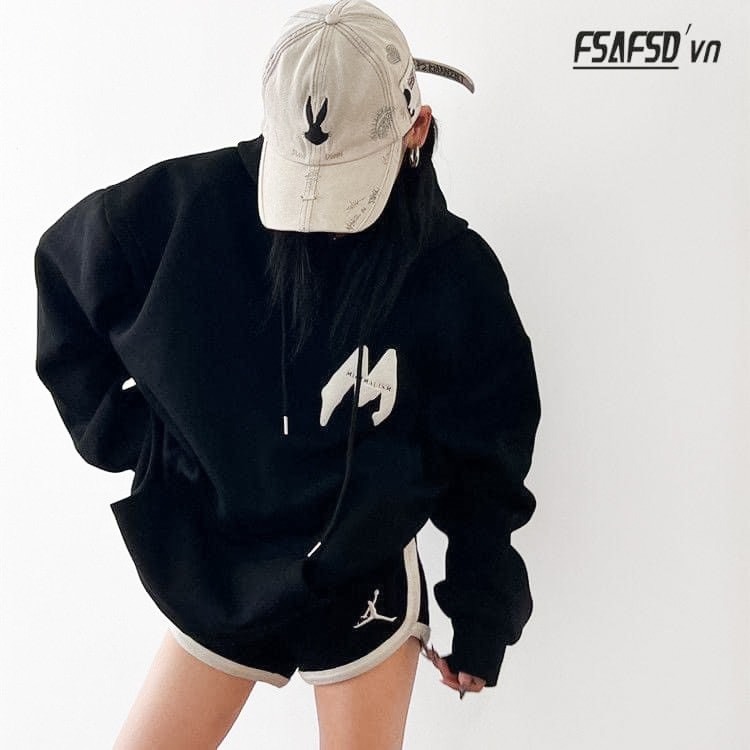 Áo Hoodie Nỉ Unisex Chữ M 🦋 Áo Nỉ Nam Nữ Mũ Rộng Dáng Thụng 2 Màu 🦋