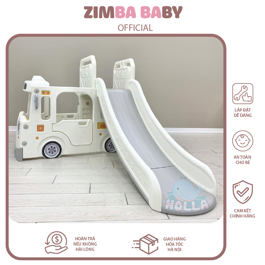 Cầu Trượt Ô Tô Bus Holla HL 10185 Cầu Trượt Đa Năng 2in1 Vừa Làm Đồ Chơi Xe Ô Tô Và Cầu Trượt Cho Bé Zimbababy