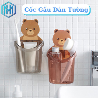 Cốc dán tường, cốc hình gấu đựng bàn chải kem đánh răng cốc đựng bàn chải kem đánh răng đồ dùng nhà tắm