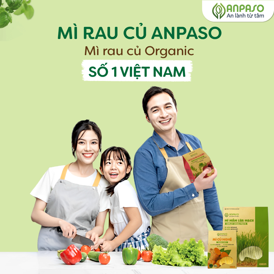 Set 5 Gói Mì Rau Củ Mix Vị Anpaso Hữu Cơ Organic, Mỳ Rau Eat Clean Giảm Cân, Ăn Chay, Ăn Kiêng 600g