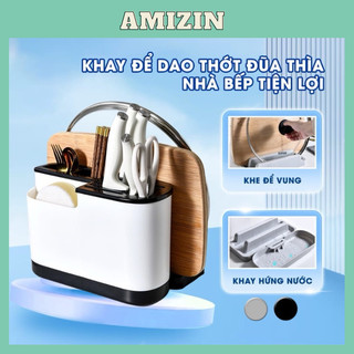 Khay để dao thớt ,hộp ống đựng đũa muỗng kết hợp giá để úp thớt nắp vung để đồ nhà bếp
