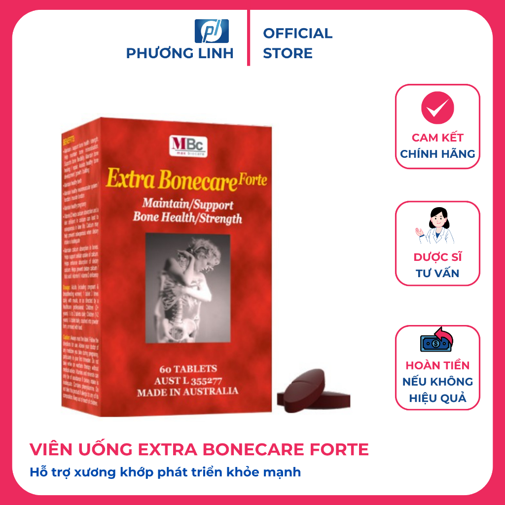 Extra Bonecare Forte Viên uống bổ sung canxi hữu cơ và khoáng chất nhập khẩu Úc Hộp 60 viên