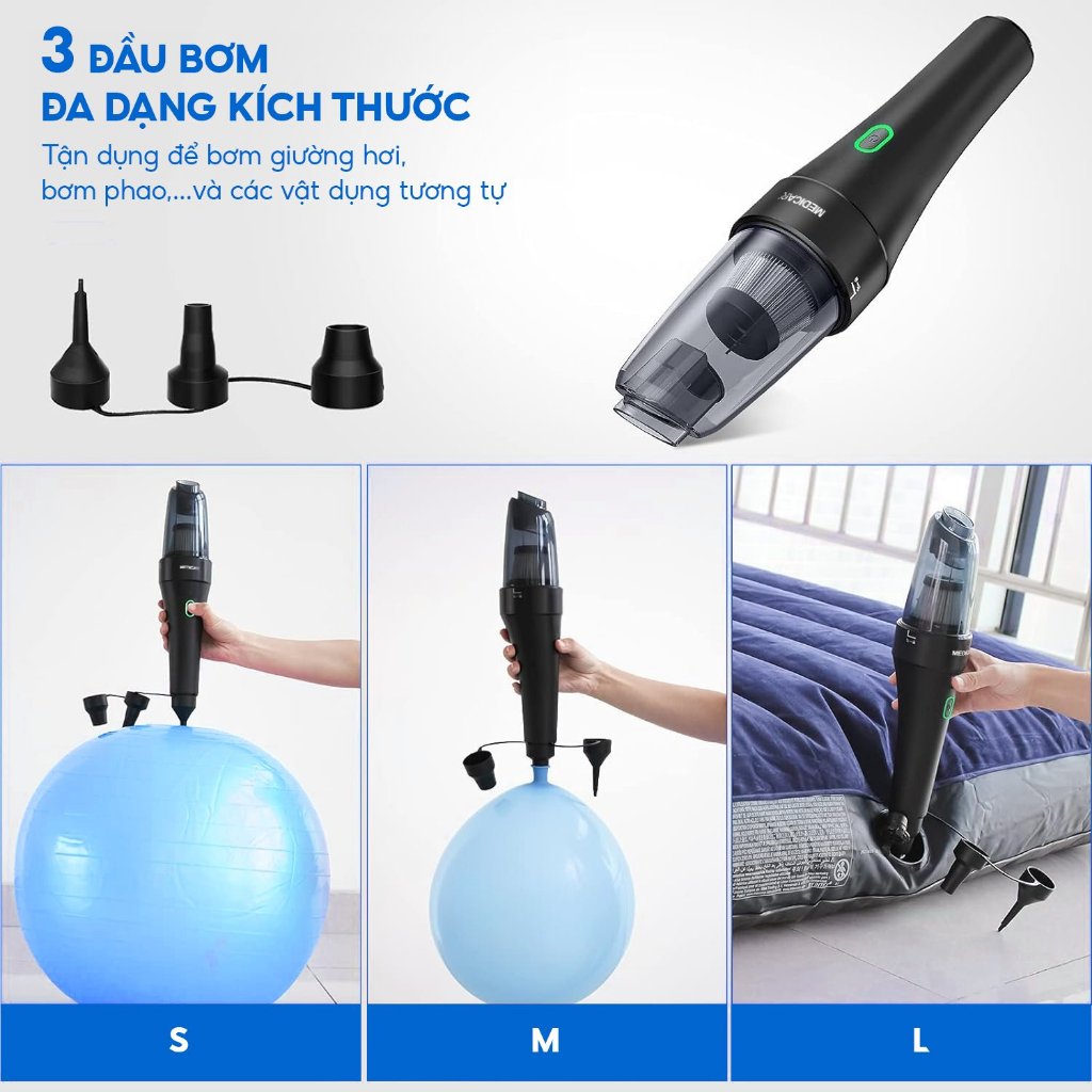 Máy hút thổi bụi cầm tay không dây ô tô Medicar, lực hút mạnh 8500PA, bảo hành 1 đổi 1 12 tháng, bộ lọc lọc bụi mịn PM10