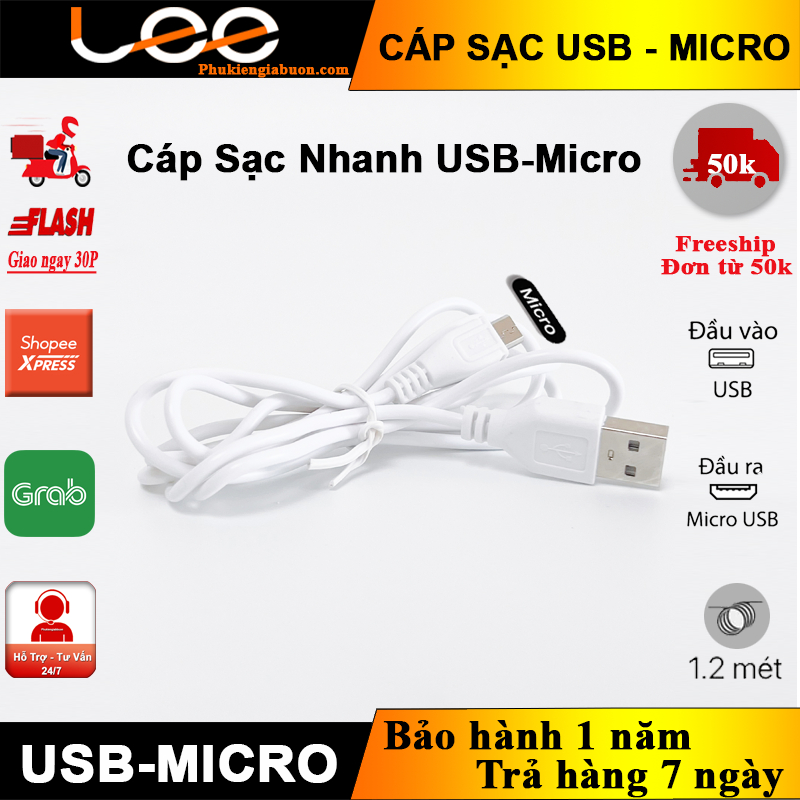 Cáp sạc Usb Micro E5 sạc nhanh đồng bộ data cho Android dài 1M2 2.4A