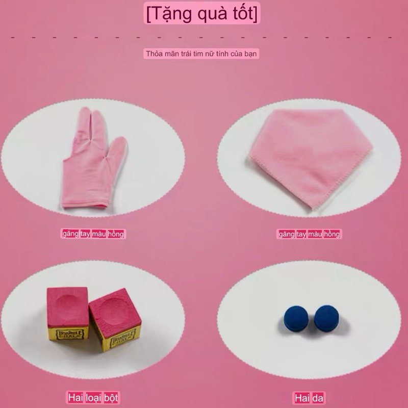 Cơ bida/ Bi A Cuppa Hồng S9 full Logo -tặng kèm combo phụ kiện hãng-