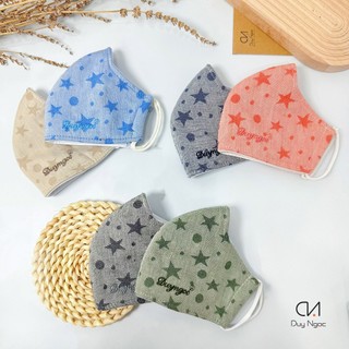Khẩu trang vải cao cấp cho bé Mặt To từ 10 tuổi trở lên Duy Ngọc - Họa tiết ngôi sao, chất liệu cotton mềm mại (7567)