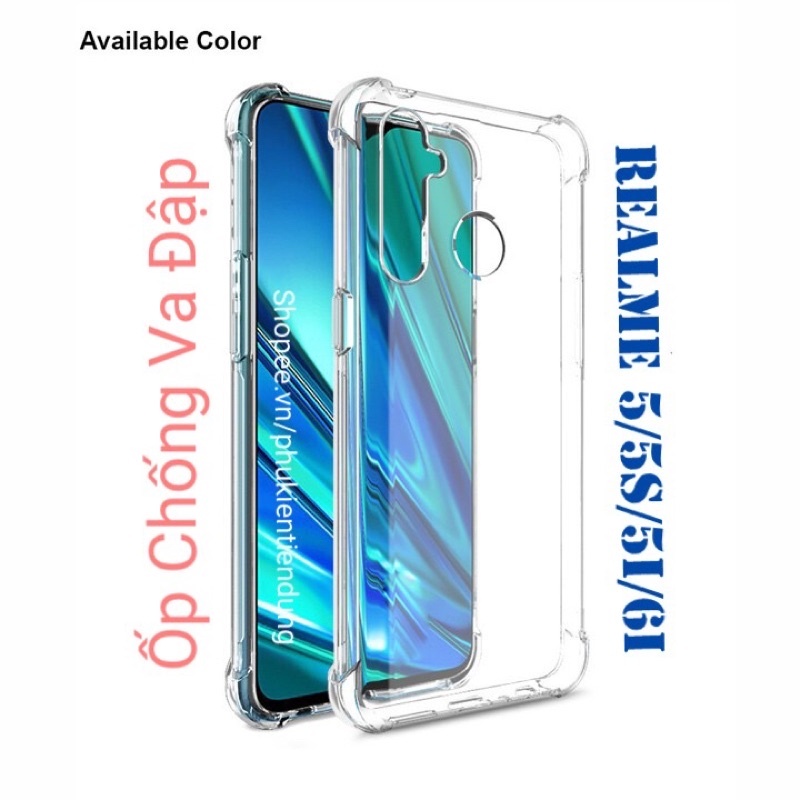 ỐP LƯNG REALME 5 / 5s / 5i / 6i Dẻo Trong Suốt Có 4 Cạnh Chống Sốc, Chống Va Đập