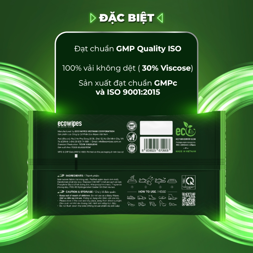 Khăn ướt lau giày thể thao, vệ sinh nhanh Sneaker Wipes gói 25 tờ