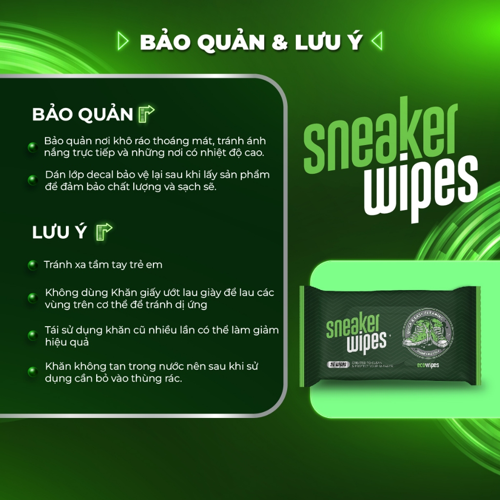 Khăn ướt lau giày thể thao, vệ sinh nhanh Sneaker Wipes gói 25 tờ