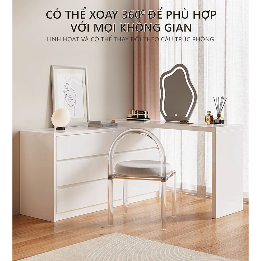 Bàn đa năng kèm tủ đựng đồ trang điểm 6 ngăn decor phòng ngủ phong cách Hàn- GP305.01