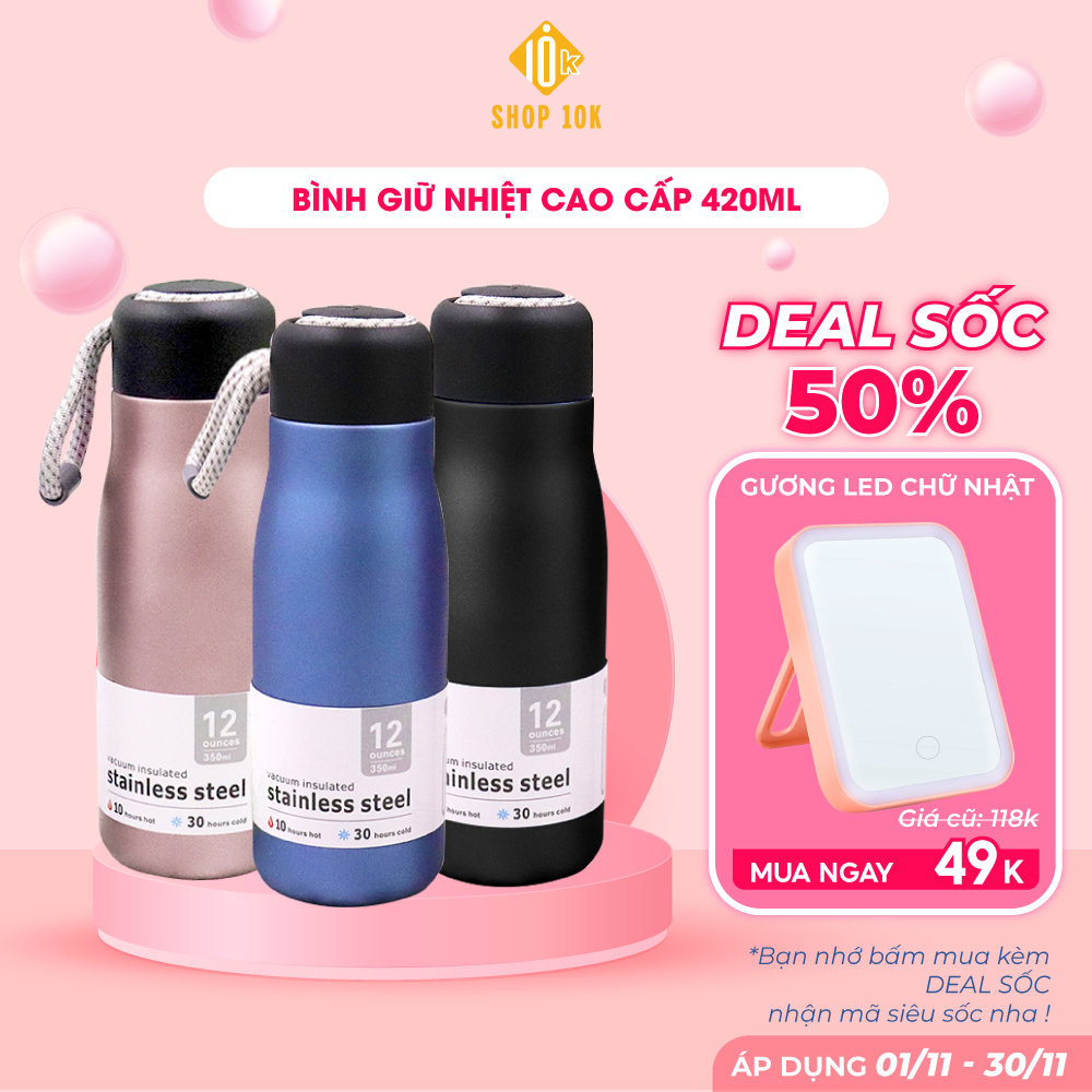 Bình giữ nhiệt mini cute, bình nước nhỏ gọn chất liệu inox 304 cao cấp không gỉ - 420ml