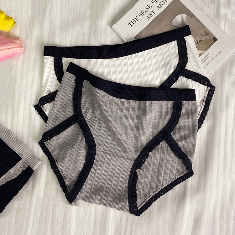 Quần Lót Nữ Cotton Đáy May Kháng Khuẩn, Quần Lót Cotton Viền Ren Cạp Vừa ZANABRA L3288