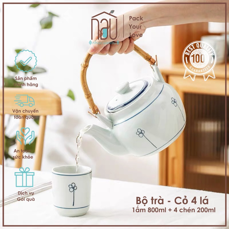 Bộ ấm chèn bình trà sứ thanh lịch thích hợp thưởng trà, quà, tân gia, doanh nghiệp sẵn có tại nhà của Nâu