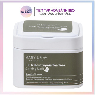 Mặt Nạ Giấy Phục Hồi Dưỡng Ẩm Da Mụn Mary & May CICA Houttuynia Tea Tree Calming Mask (30 miếng)