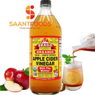 Giấm táo hữu cơ Bragg nổi tiếng 946ml (Hàng chuẩn Mỹ)