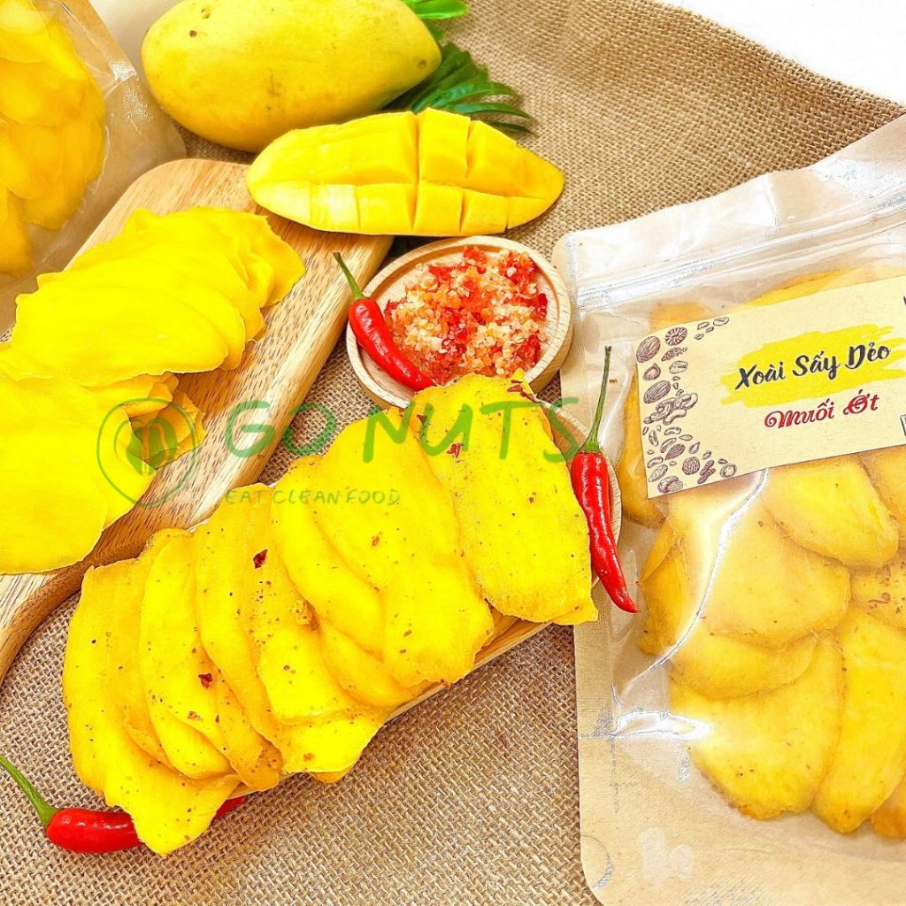 Xoài sấy dẻo ít ngọt GO NUTS nguyên vị/muối ớt, hoa quả trái cây sấy dẻo ít đường thuần chay phù hợp ăn kiêng giảm cân