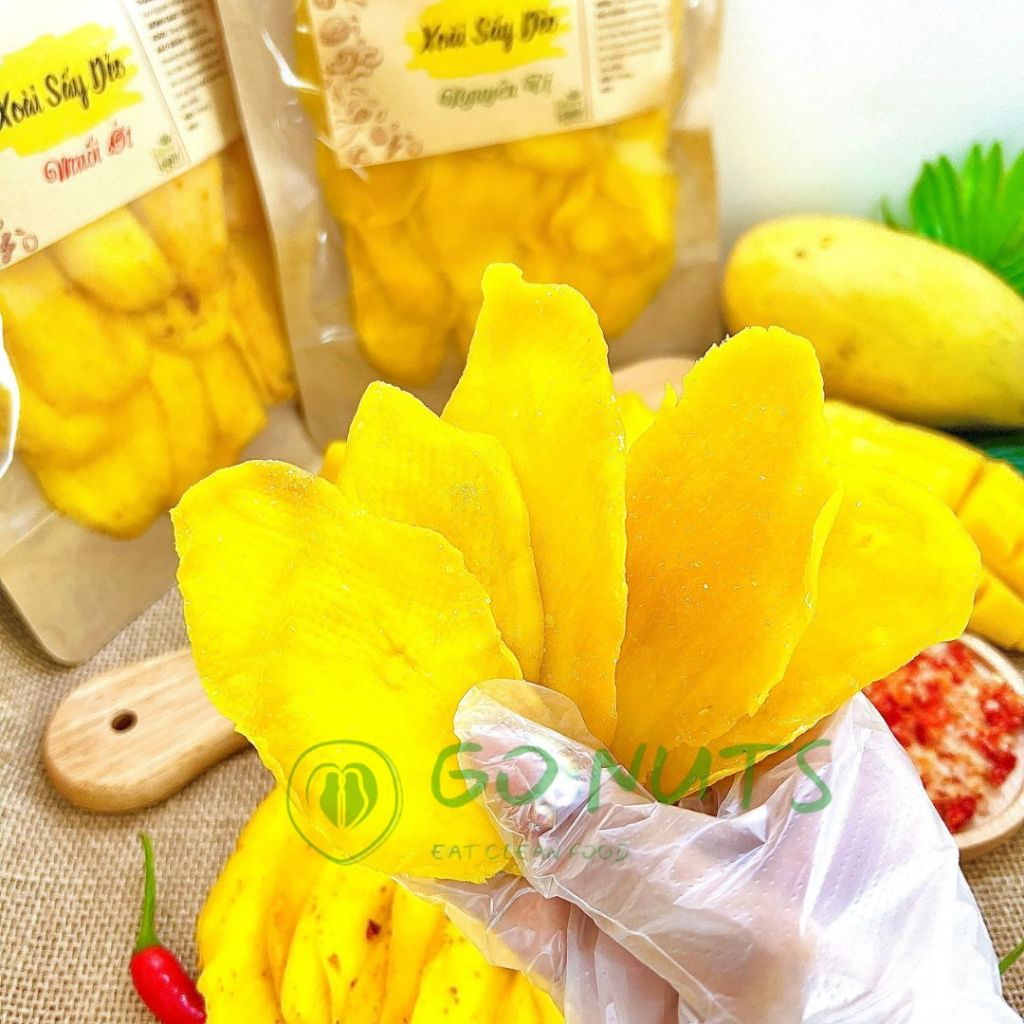 Xoài sấy dẻo ít ngọt GO NUTS nguyên vị/muối ớt, hoa quả trái cây sấy dẻo ít đường thuần chay phù hợp ăn kiêng giảm cân