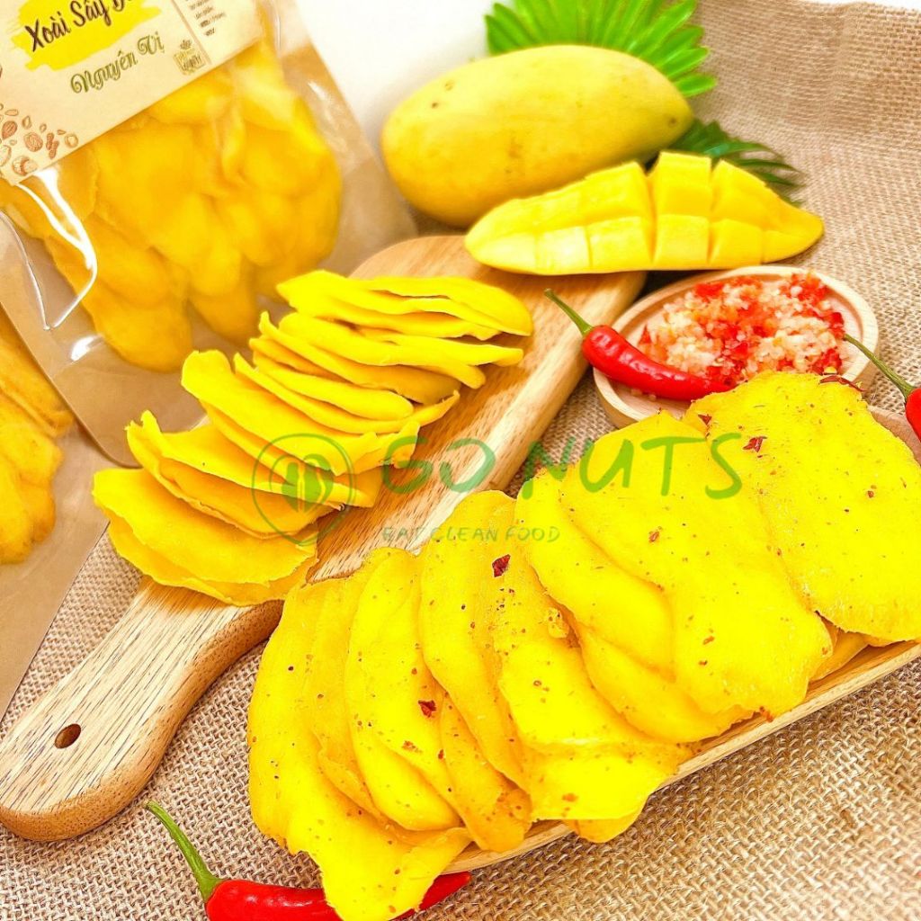 Xoài sấy dẻo ít ngọt GO NUTS nguyên vị/muối ớt, hoa quả trái cây sấy dẻo ít đường thuần chay phù hợp ăn kiêng giảm cân