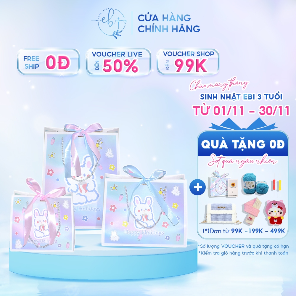 Túi Đựng Quà, Giỏ Đựng Quà Thỏ Trăng Cute ý Nghĩa Dành Cho Ngày Kỉ Niệm, Sinh Nhật, Valentine 14/2 - 8/3 - 20/10