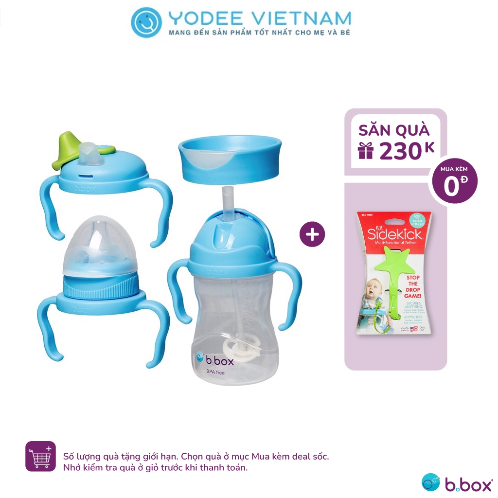 Bộ bình nước B.BOX 4 nắp thay thế tiện dụng cho bé