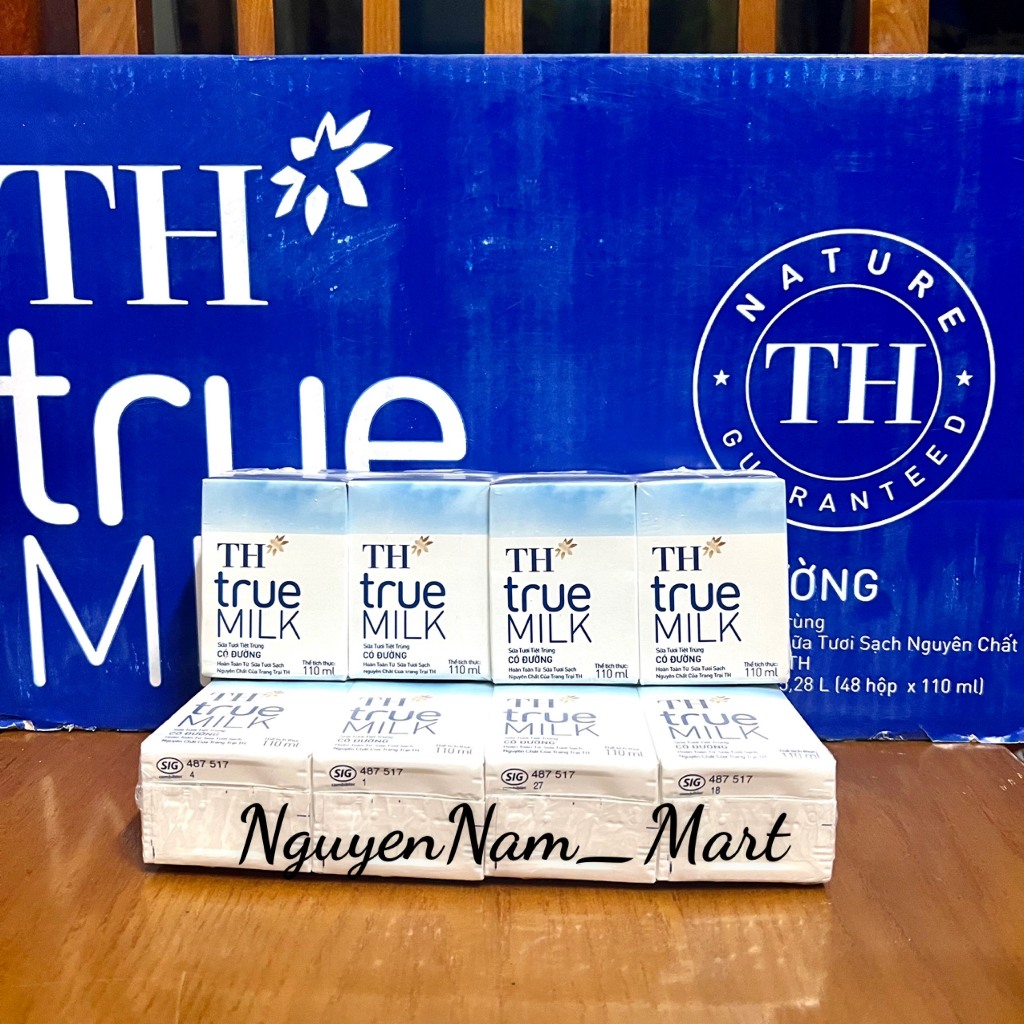 Sữa Tươi TH True Milk 48 hộp x 110ml Có Đường