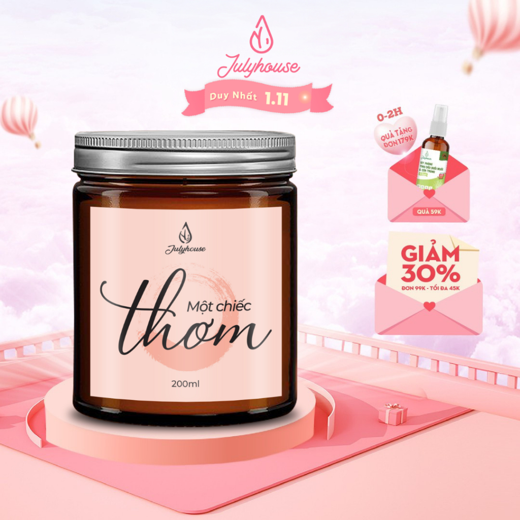 Quà tặng Nến thơm tinh dầu độc quyền JULYHOUSE 200ml ngọt ngào tựa một cái ÔM, THƠM tặng kèm hộp diêm