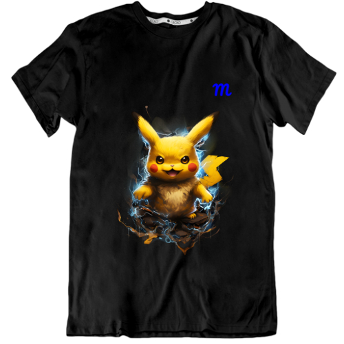 Áo thun wash form rộng - tay ngắn - cổ tròn - unisex - pikachu - pokemon