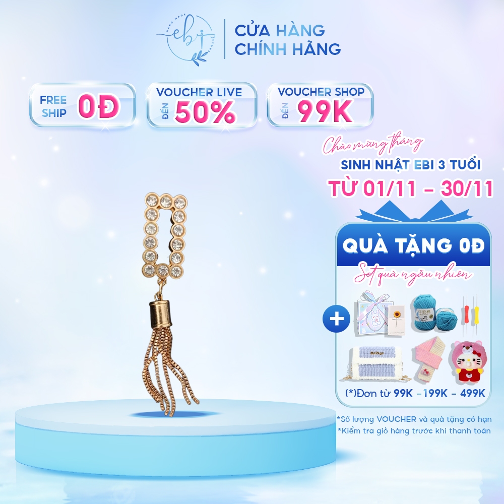 Mác Tua Rua Đính Đá Hình Chữ Nhật ❤️ Phụ Kiện Trang Trí Làm Túi Handmade - Túi Tự Đan ❤️