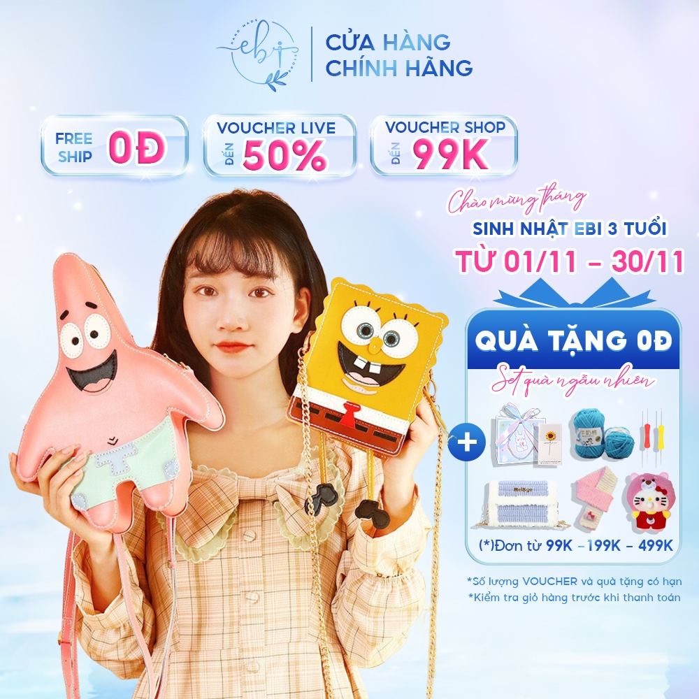 Set Nguyên Liệu Làm Túi Tự Khâu Hoạt Hình Bọt Biển Spongebob Và Sao Biển Patrick