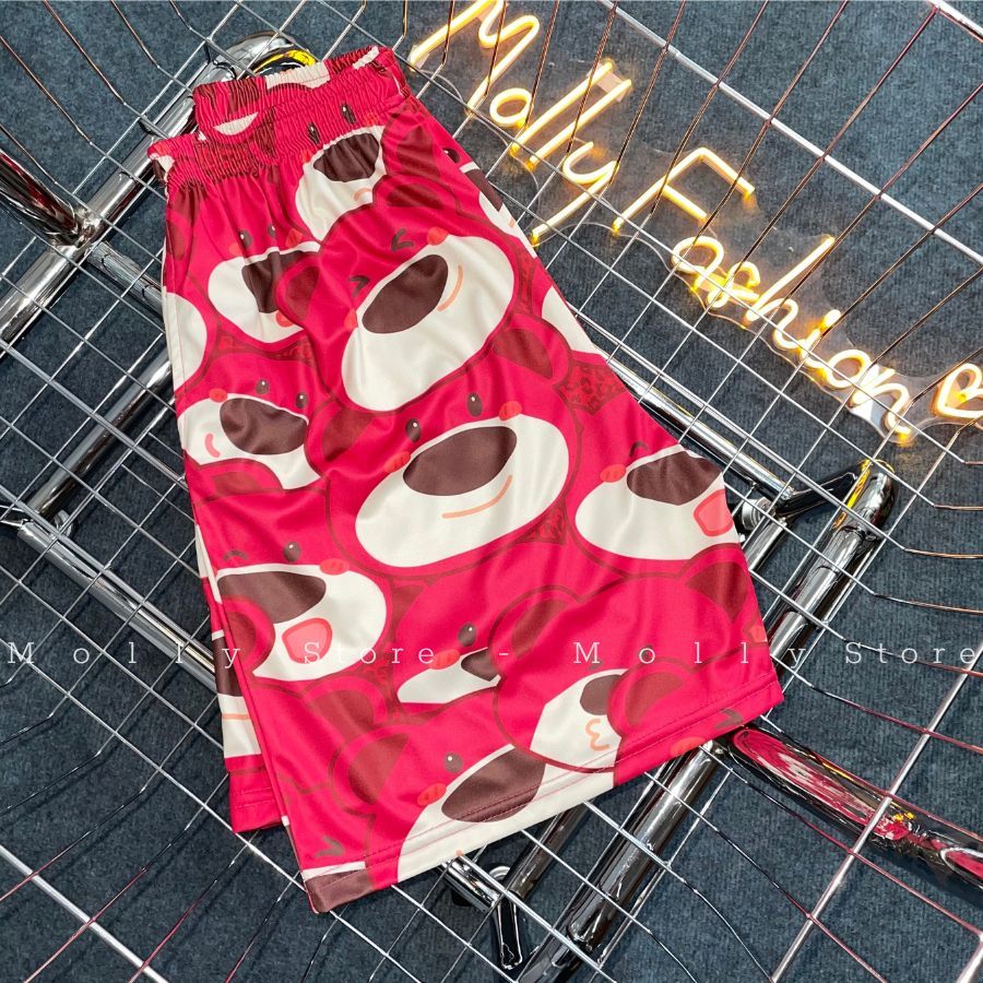 Quần Short hoạt hình GẤU ĐỎ Unisex dành cho nam nữ mặc nhà 38-80kg Molly Store