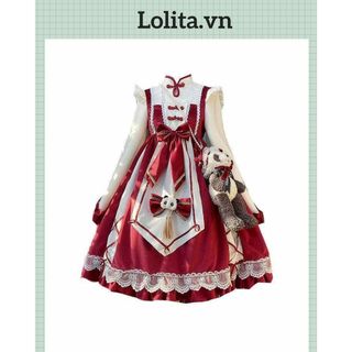 Váy OP/ đầm lolita đỏ may mắn mặc tết - VIDEO TỰ QUAY