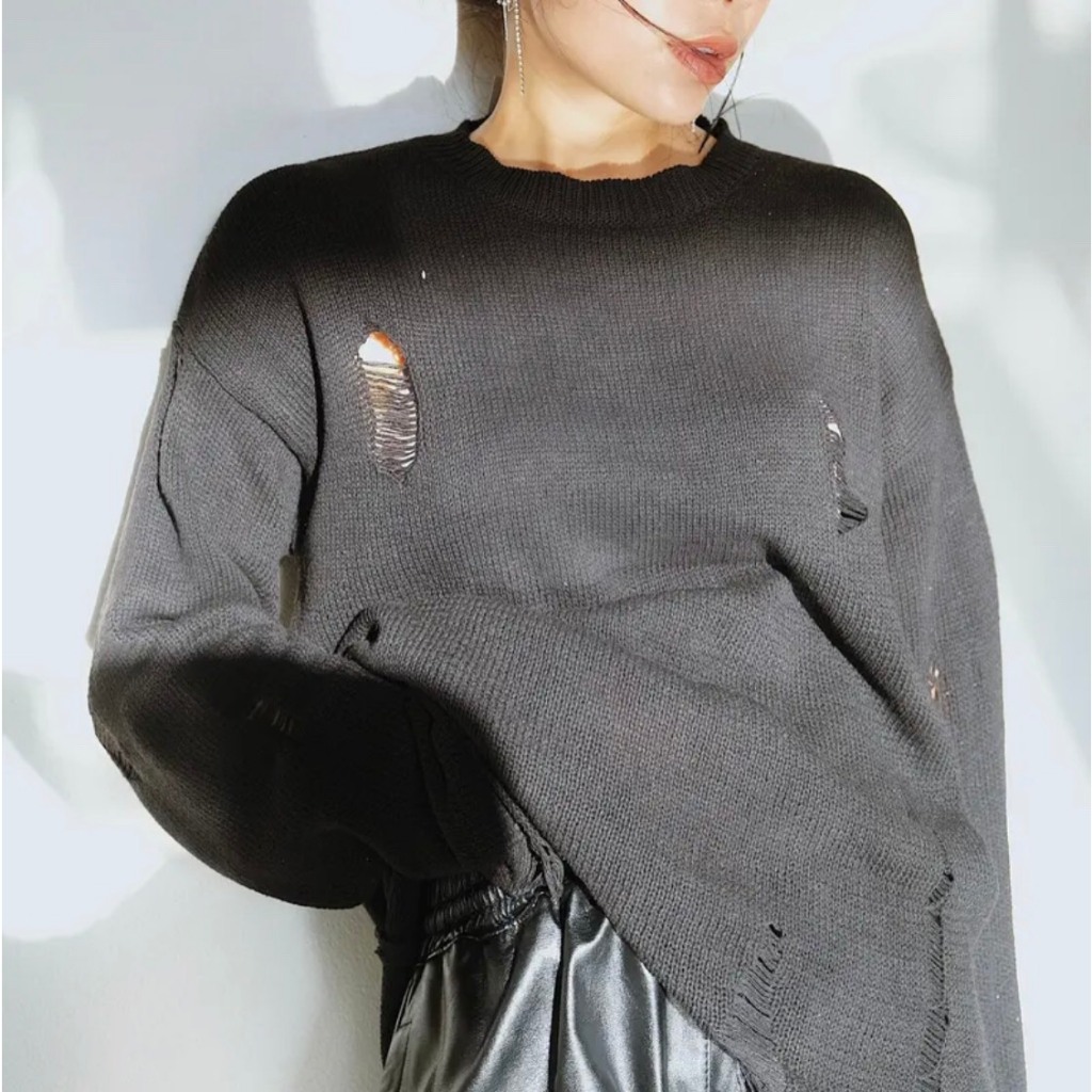 Áo sweater len rách unisex from rộng AL2 dành cho nam nữ